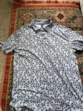 AndersonOrd Men's White Polo Shirt with Pineapple Print